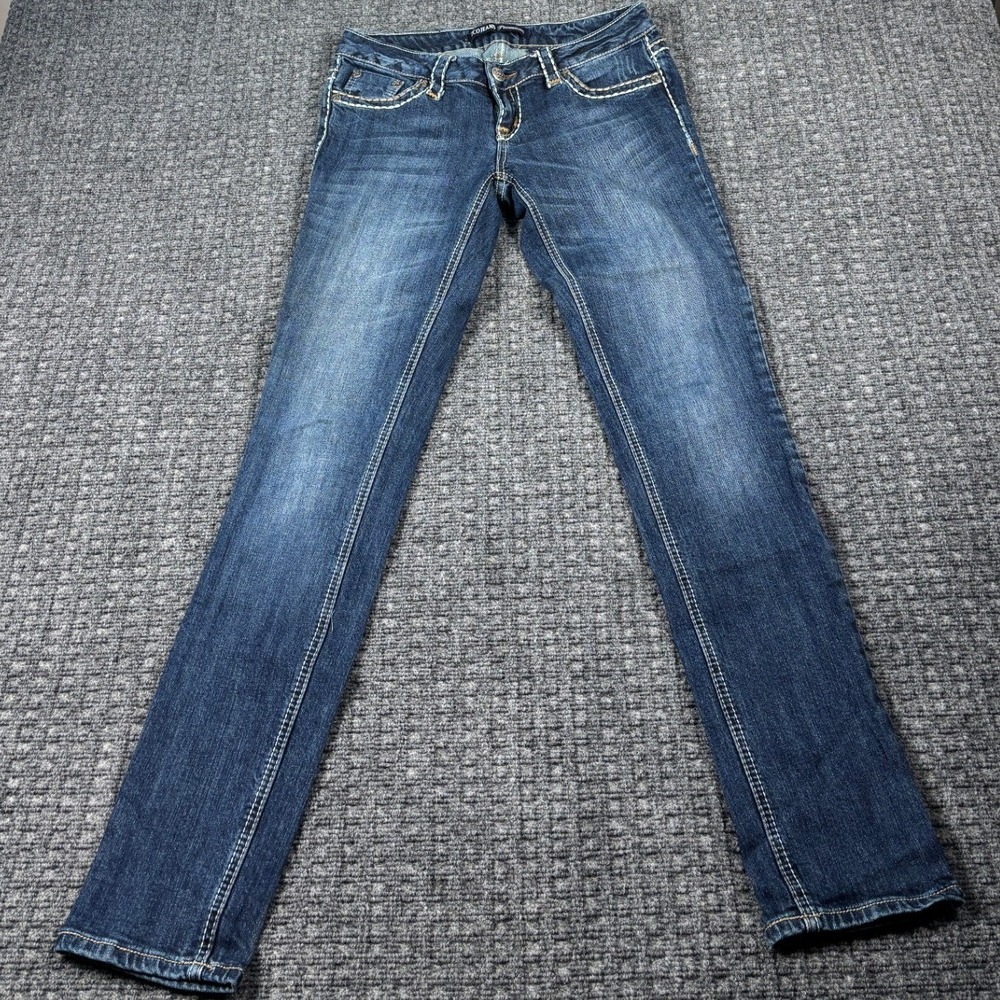 ZCO Jeans Premium Skinny Jeans Thick Stitch Embellished Size 7 Blue Medium Wash